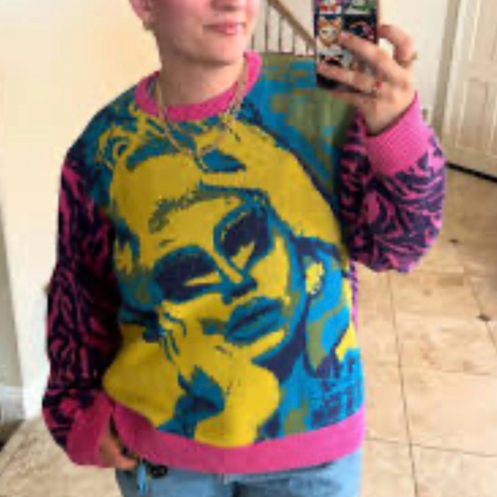 Teddy Fresh × Trixie Mattel Collab Portrait Sweater Pink Zebra Drag Queen 3XL - Picture 5 of 13
